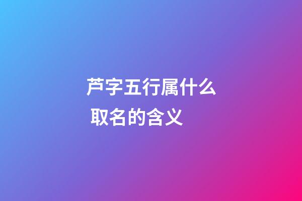 芦字五行属什么 取名的含义